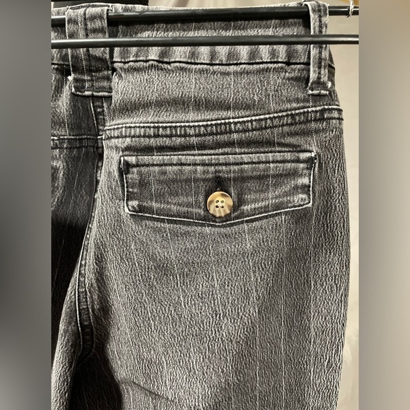 New York & Company 42nd St Trouser Pinstriped Black Flare Jeans - Picture 7 of 7